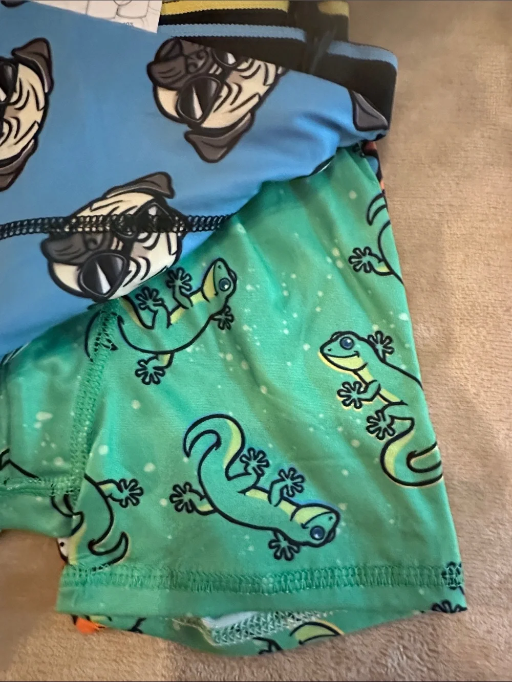 wonder nation Boys' Light Blue Pug Print Boxer Briefs - 4 Pack